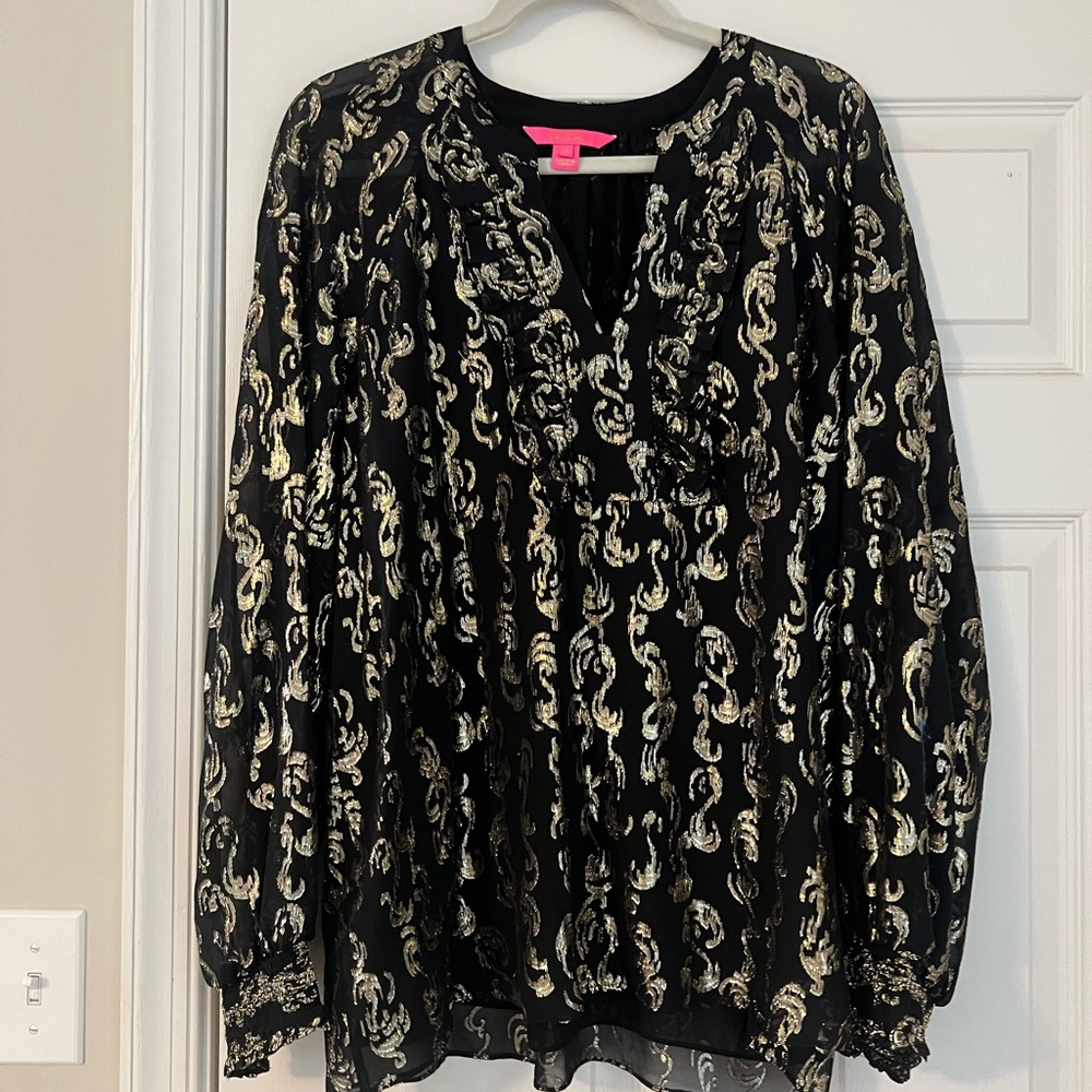 Lilly Pulitzer Angelika Black & Gold top